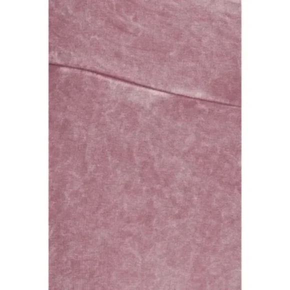 Dusty Rose Mineral Wash French Terry Flared Bell Bottom Pull On Pants w/ Pockets - Picture 4 of 5